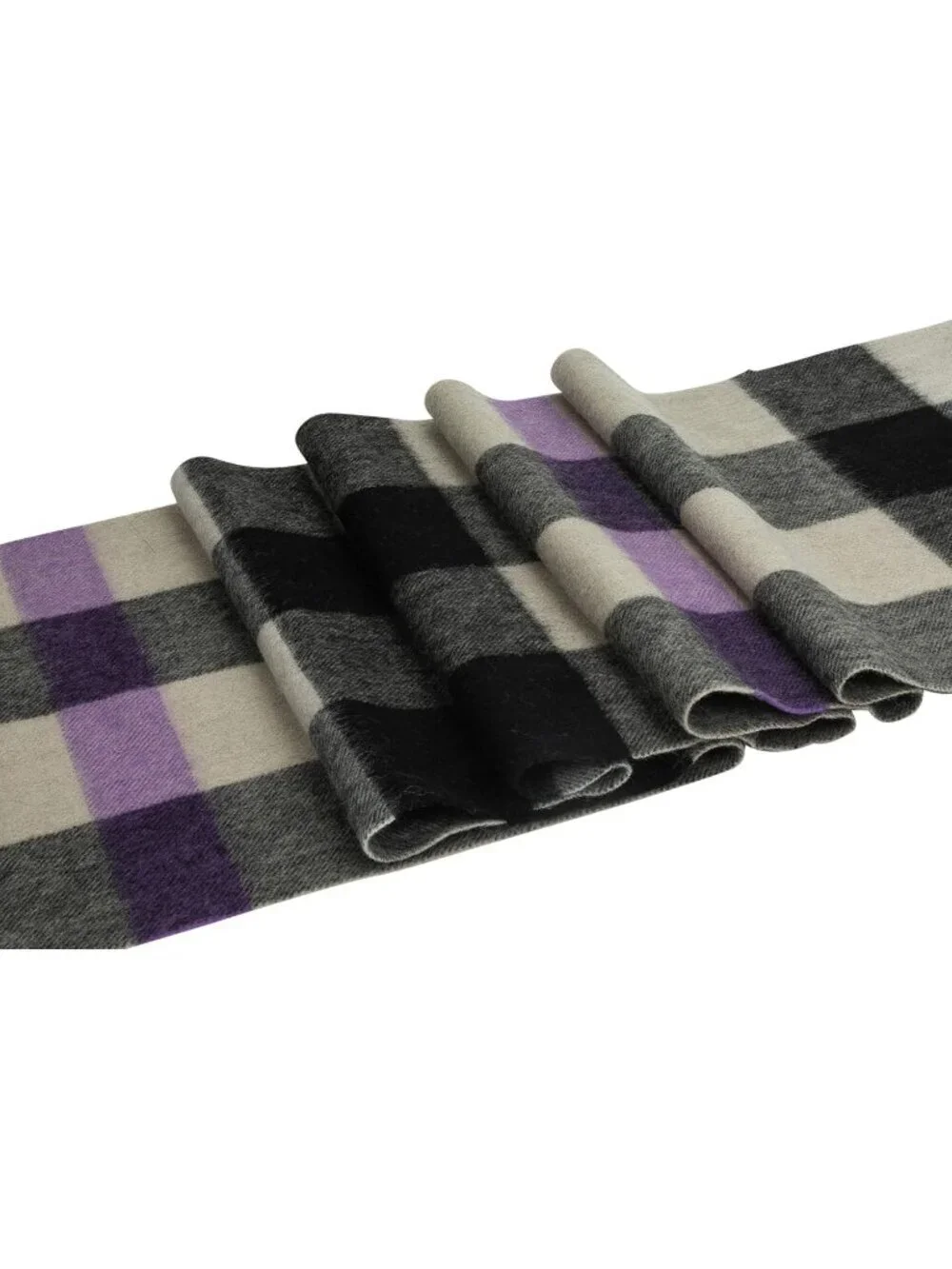 Women's Sepia Wide Plaid Virgin Wool Warm Soft Luxurious Imported Scarf